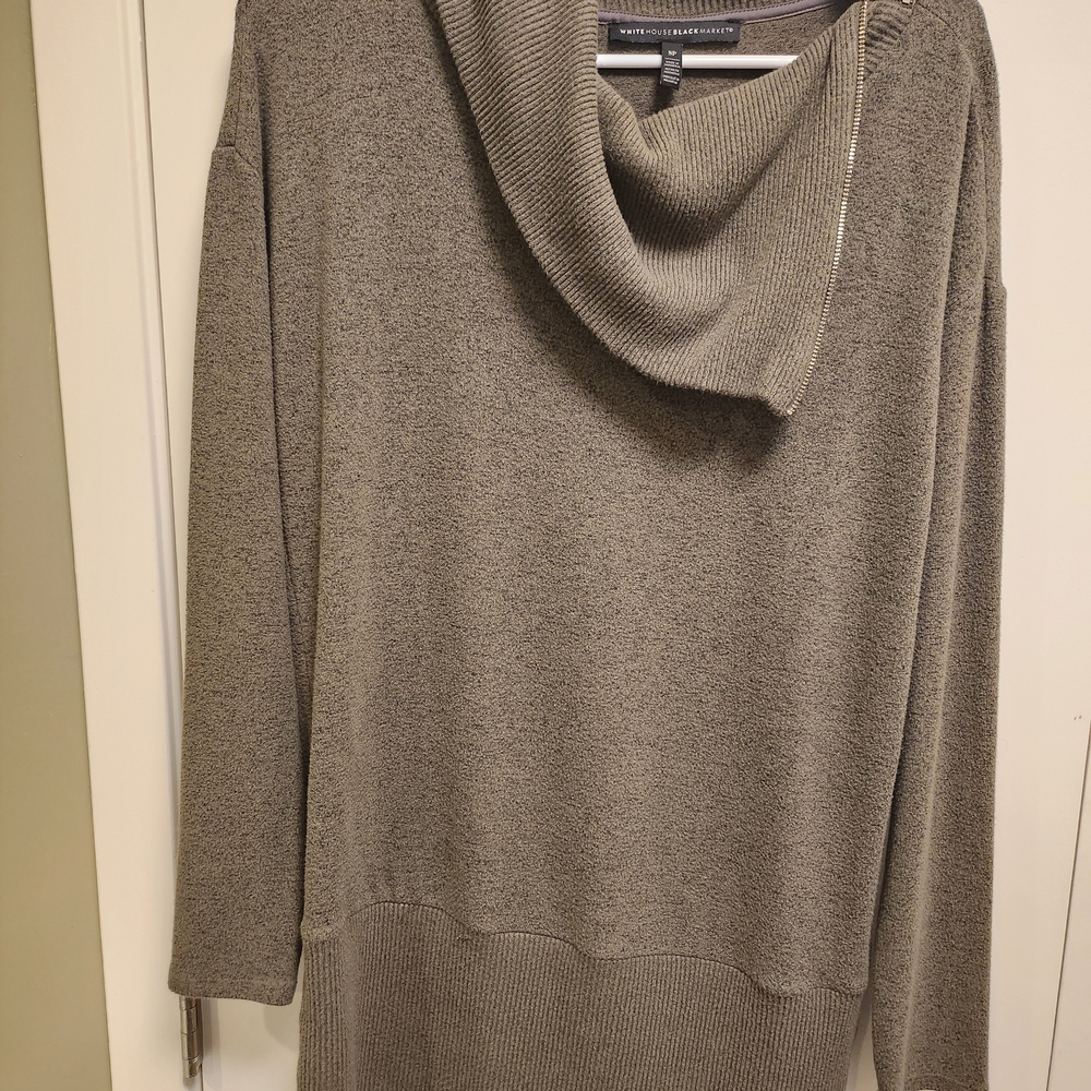 White House Black Market Olive Moss Green Cowl Neck Sweater Dress/Tunic